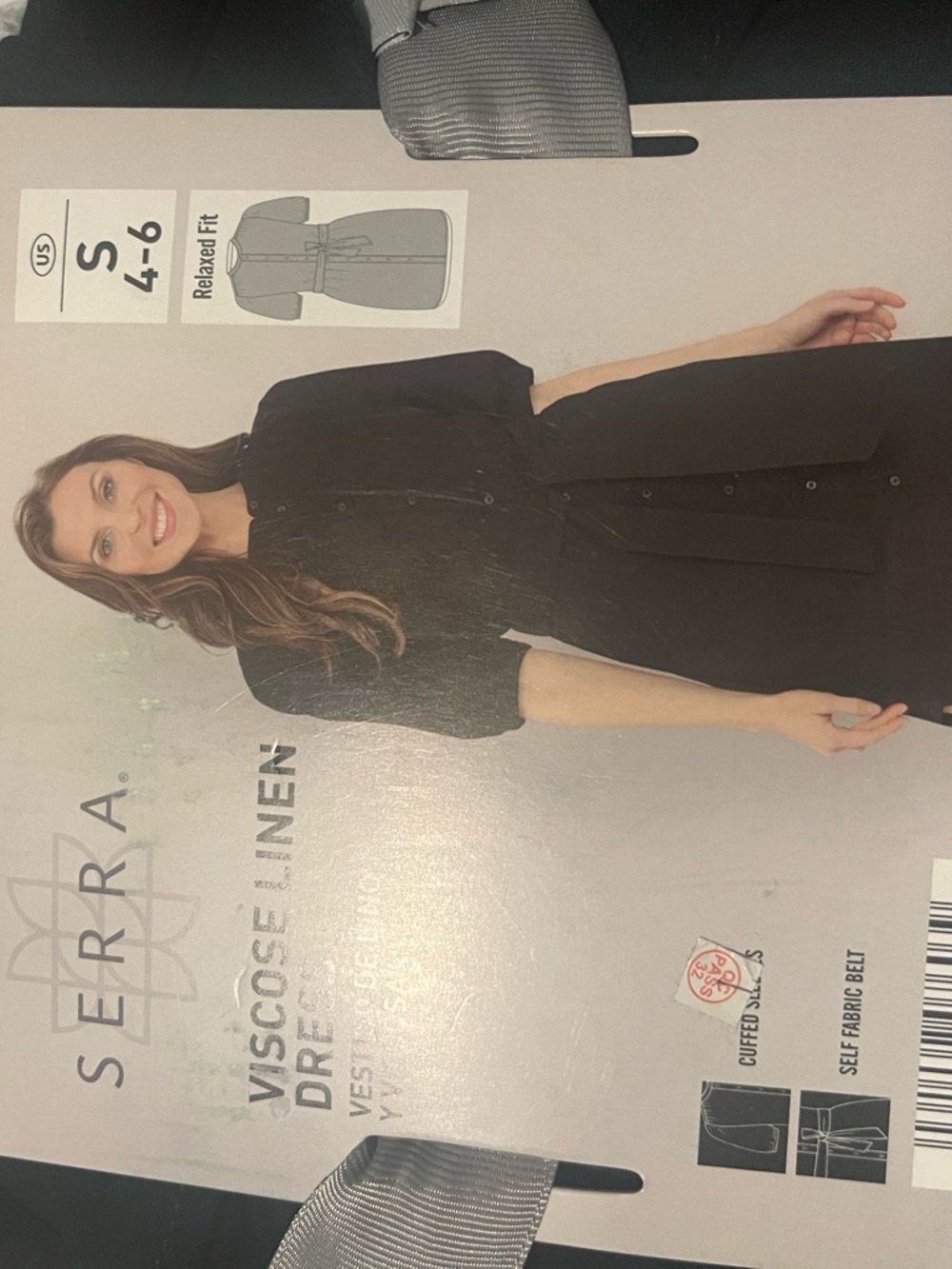 Serra Black Button-Front Viscose Linen Dress